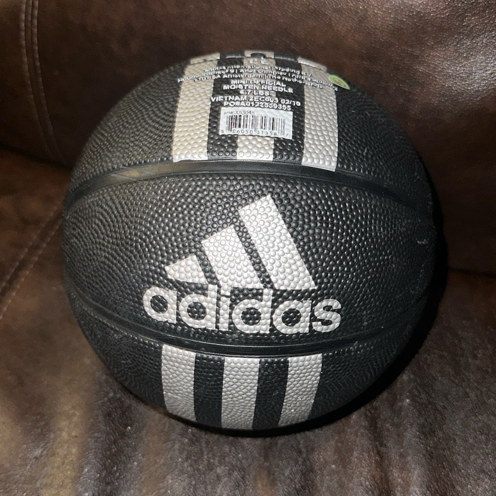 Adidas Basketball Mini black and silver ribbed collectible sports ball